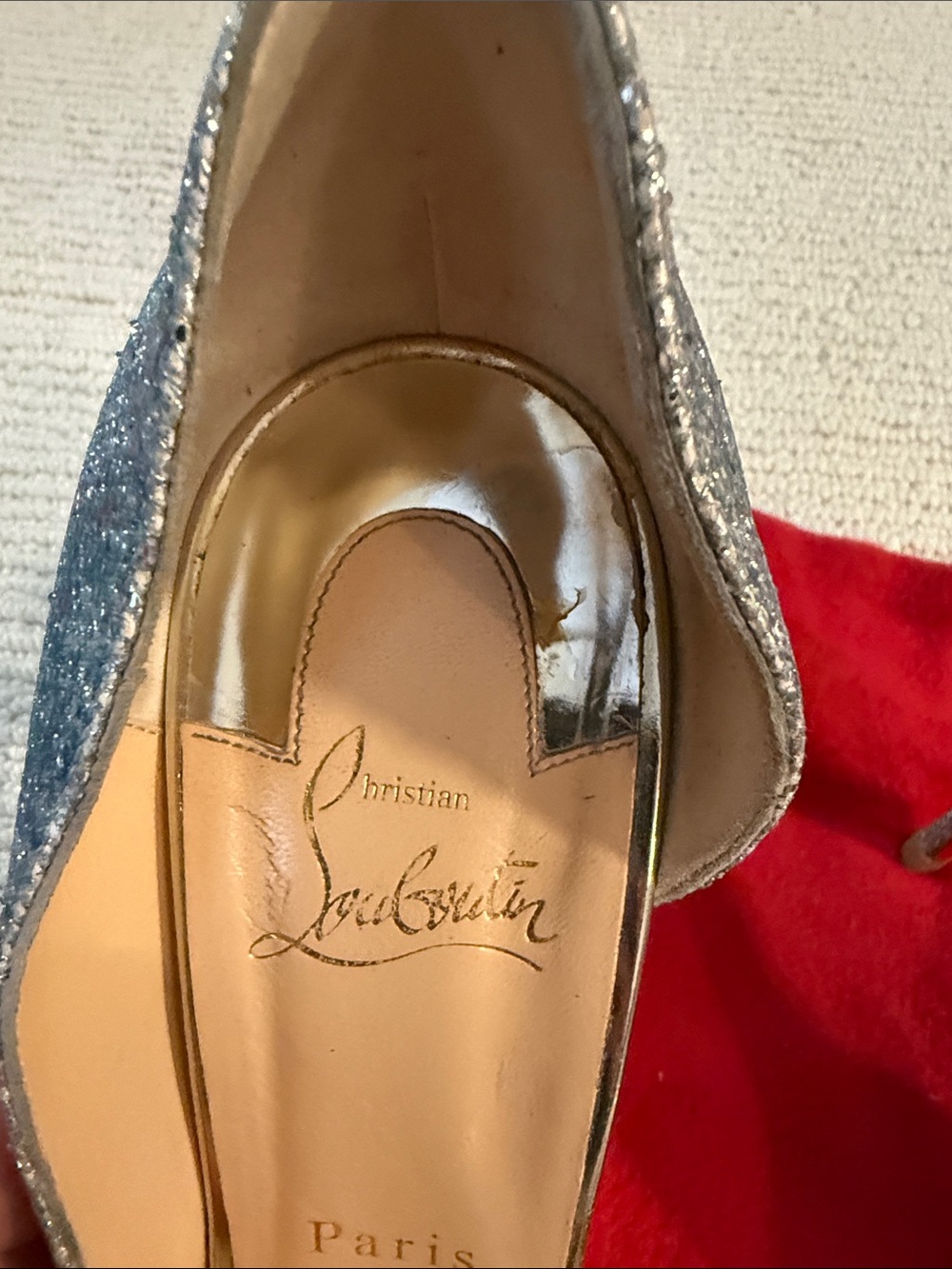 Christian Louboutin Glitter D’Orsay Toboggan pumps - like new - Picture 8 of 9